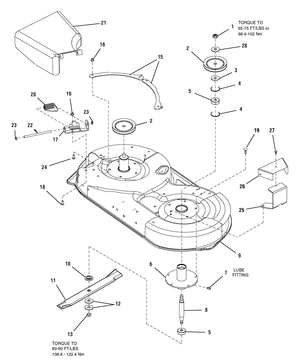 42" Mower Deck - Housing And Arbor Group (7501405) Diagram and Parts List for 107289860-7800513,ZTS6000 2009 Briggs and Stratton Lawn Tractor Accessories